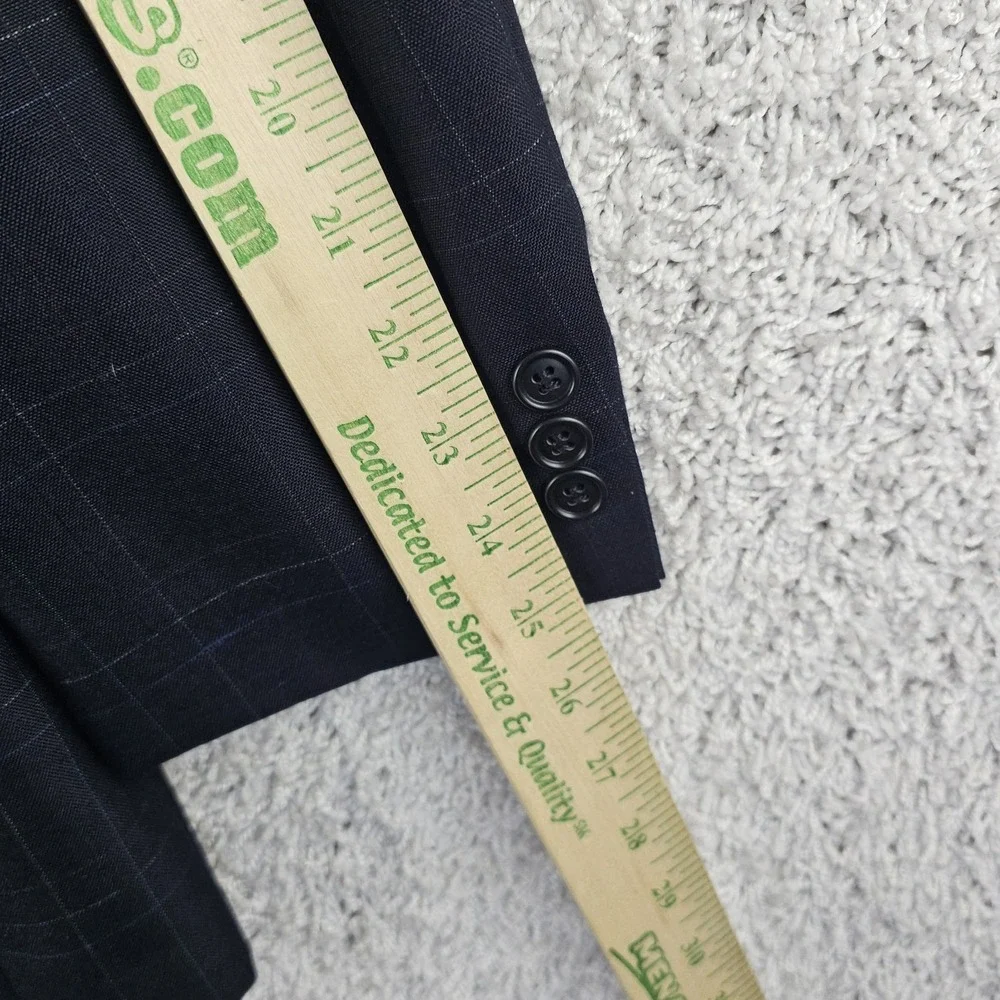 Vintage Hardwick Clothes Windowpane Navy Blazer Sport Coat Mens 44 R Made In USA